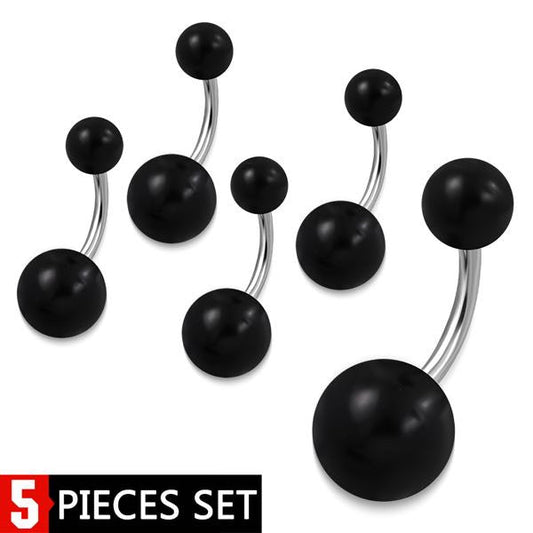 5 Piece Black Eyebrow Rings (#eyebrow002)