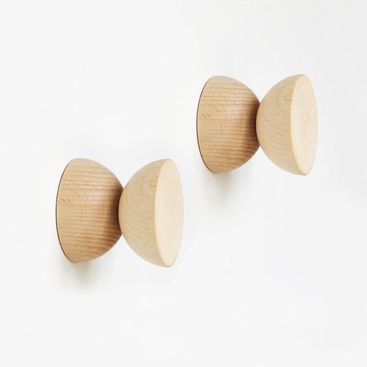 Geometric Beech Coat Hook - Set of 2